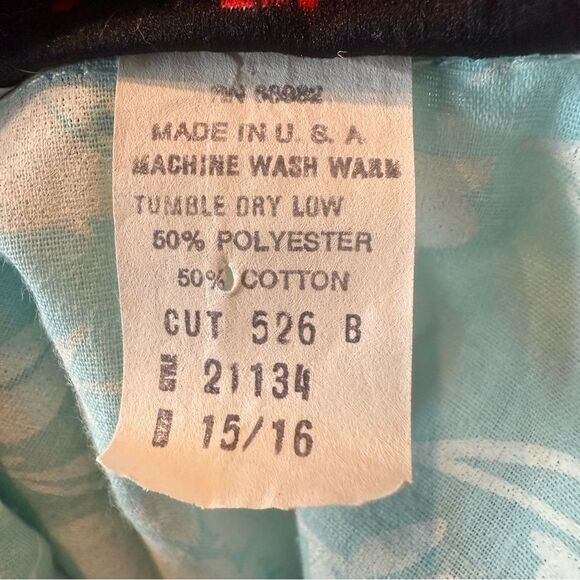 VTG The American Shirt Dress Aqua White Floral Belted Women’s 15/16 Vintage 80’s - Picture 10 of 10